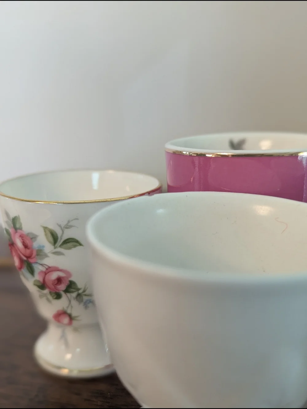 Egg Cups Aynsley Grotto Rose Fine Bone China & Vintage Curated Set of 5